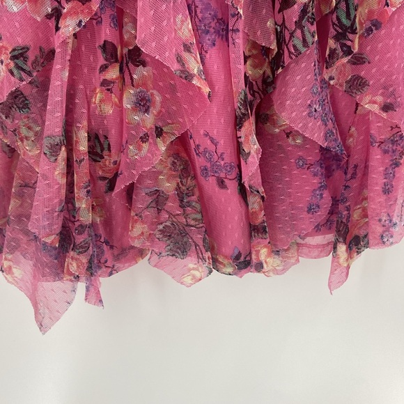 Justice pink flouncy multi print floral tiered feminine flirty dress - Picture 10 of 15